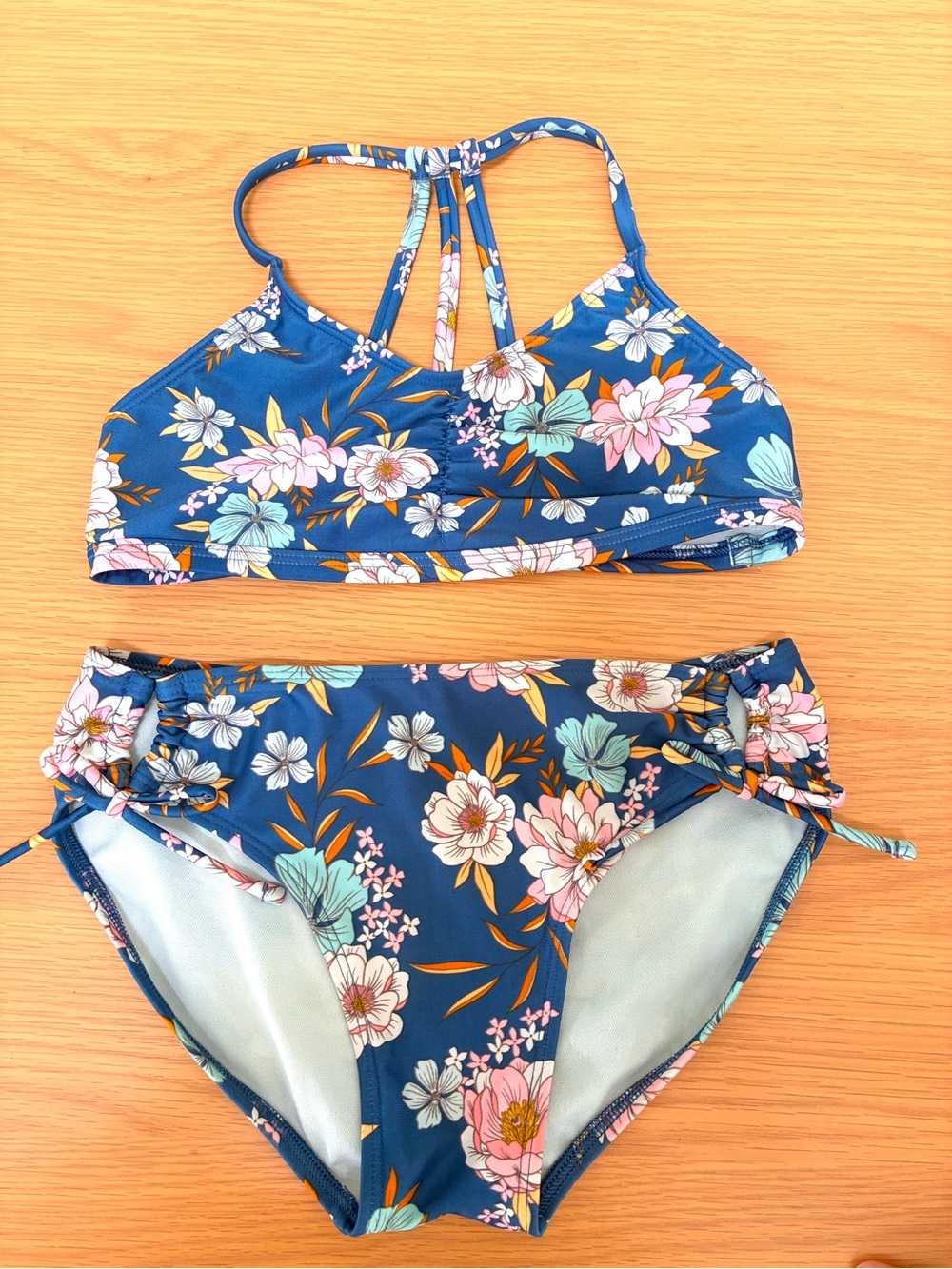 Art Class Floral Blue Two-Piece Swim Set (10-12)
